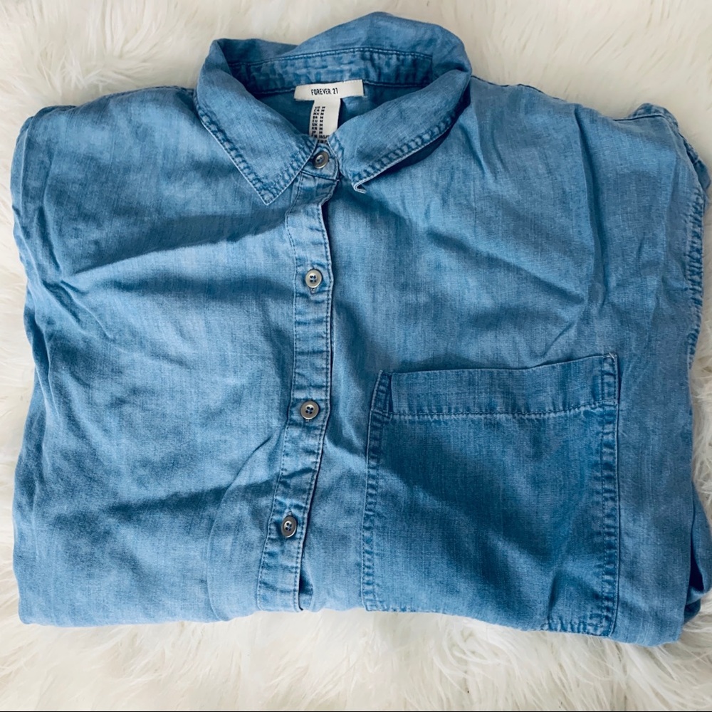 Jean button up top